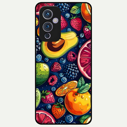  Cute Fruits Art Glass Case For OnePlus 9 back cover – full design glossy printed glass finish