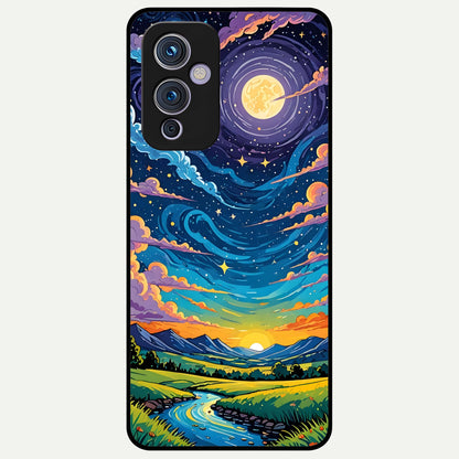  Dreamy Night Landscape Glass Case For OnePlus 9 back cover – full design glossy printed glass finish