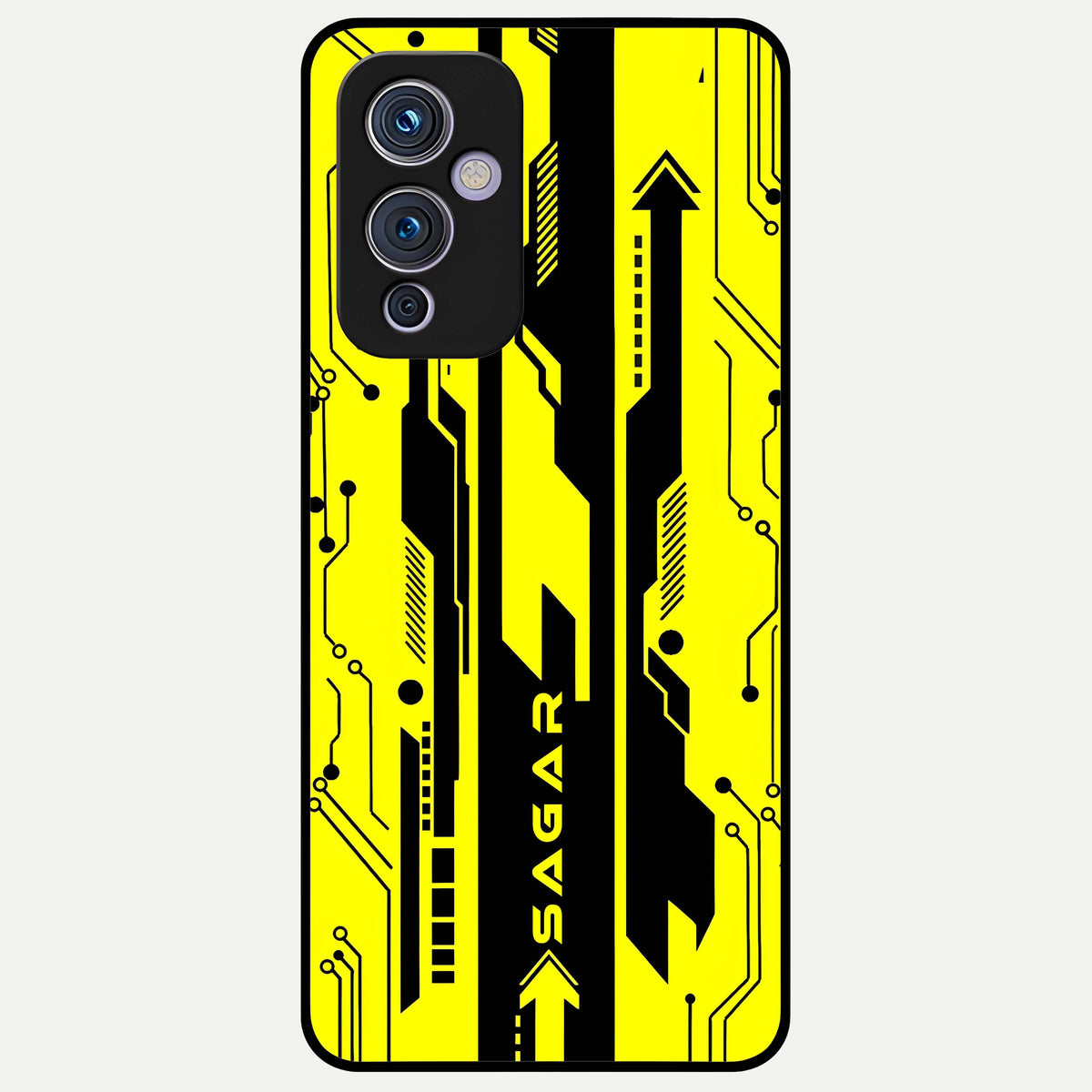  Electric Pulse CYBERPUNK Custom Name Glass Case For OnePlus 9 back cover – full design glossy printed glass finish