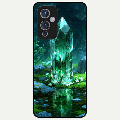 Emerald Light Crystal Glass Case For OnePlus 9 back cover – full design glossy printed glass finish