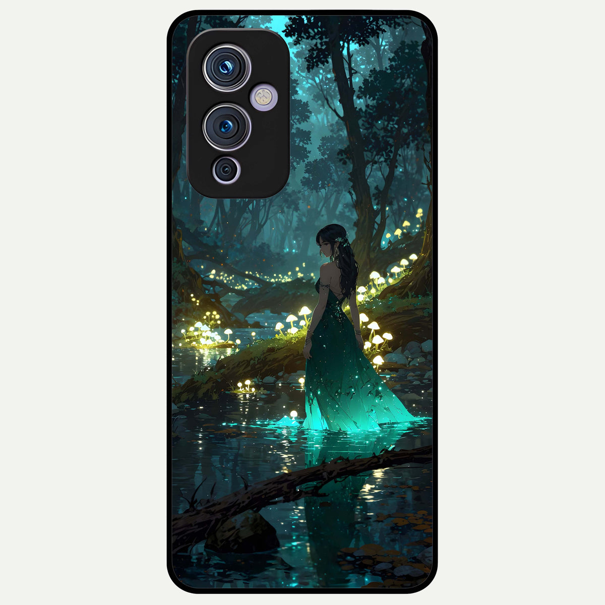  Enchanted Forest Glow Glass Case For OnePlus 9 back cover – full design glossy printed glass finish