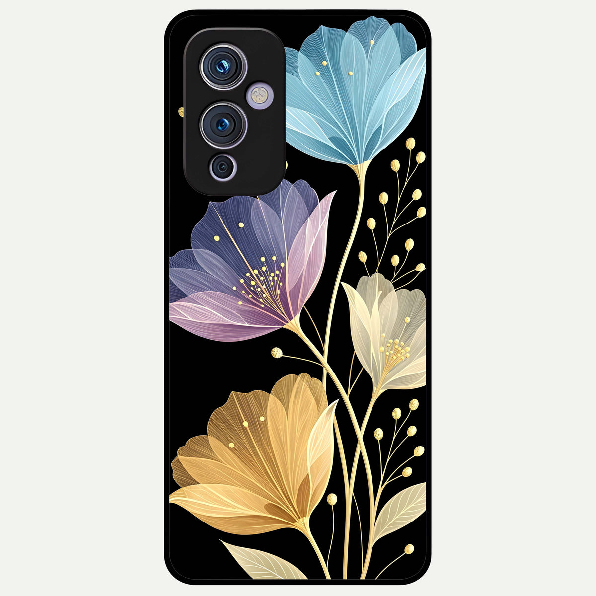  Flower Bloom Glow Glass Case For OnePlus 9 back cover – full design glossy printed glass finish