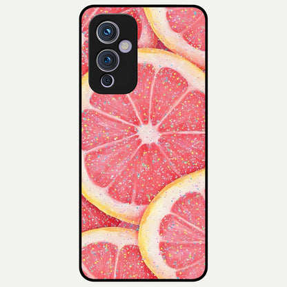  Glitter Grapefruit Glass Case For OnePlus 9 back cover – full design glossy printed glass finish