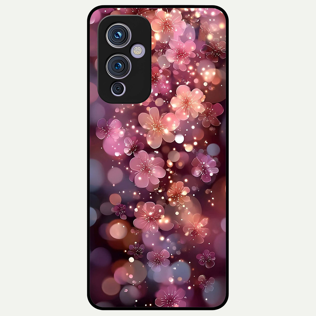  Glowing Petal Bliss Glass Case For OnePlus 9 back cover – full design glossy printed glass finish