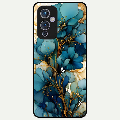  Golden Bloom Symphony Glass Case For OnePlus 9 back cover – full design glossy printed glass finish