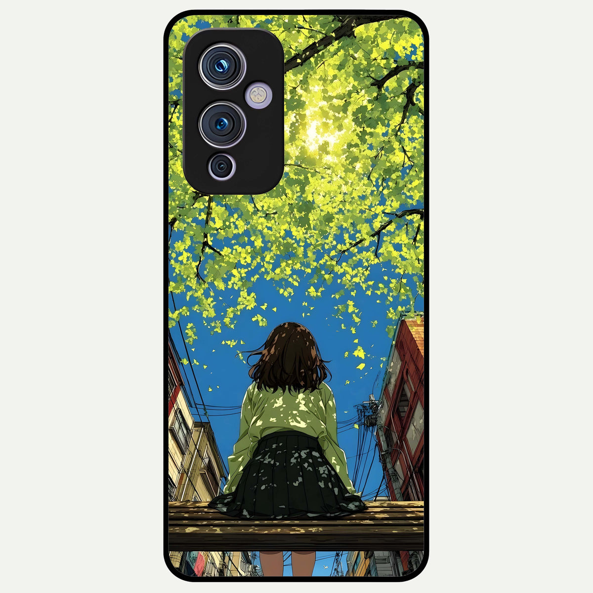  Golden Leaves Glow Glass Case For OnePlus 9 back cover – full design glossy printed glass finish