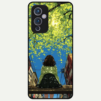  Golden Leaves Glow Glass Case For OnePlus 9 back cover – full design glossy printed glass finish