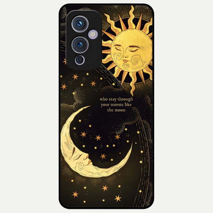  Golden Lunar Love Glass Case For OnePlus 9 back cover – full design glossy printed glass finish