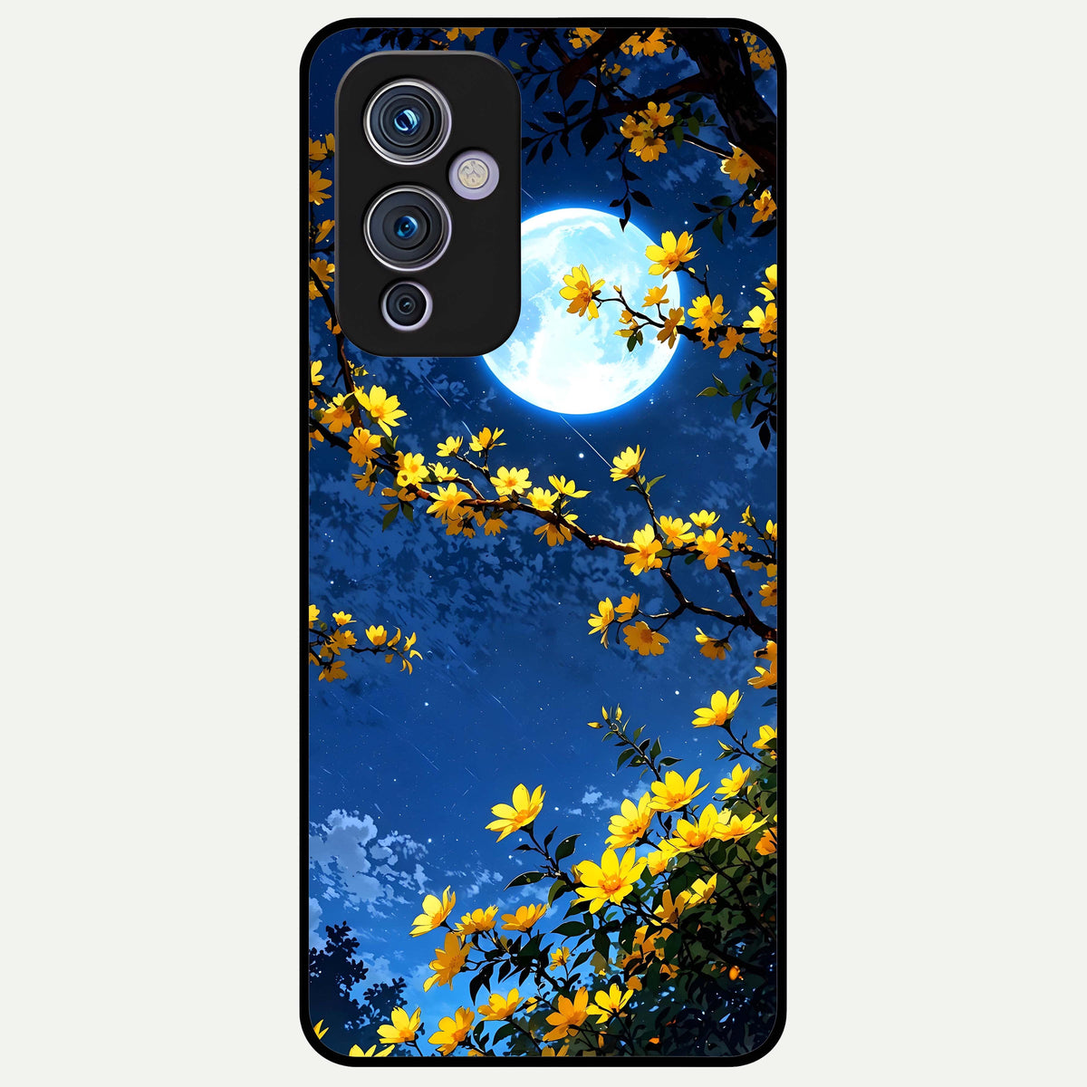  Golden Night Glow Glass Case For OnePlus 9 back cover – full design glossy printed glass finish