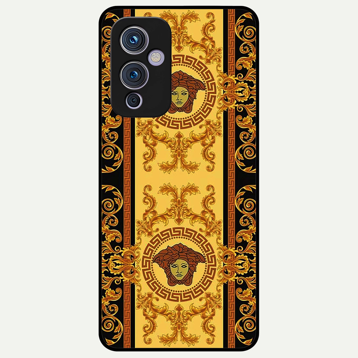  Golden Royal Heritage Glass Case For OnePlus 9 back cover – full design glossy printed glass finish