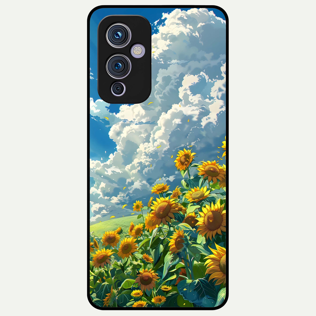  Golden Sun Glory Glass Case For OnePlus 9 back cover – full design glossy printed glass finish
