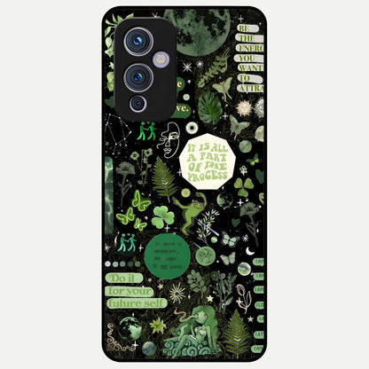  Green Mandala Pattern Glass Case For OnePlus 9 back cover – full design glossy printed glass finish