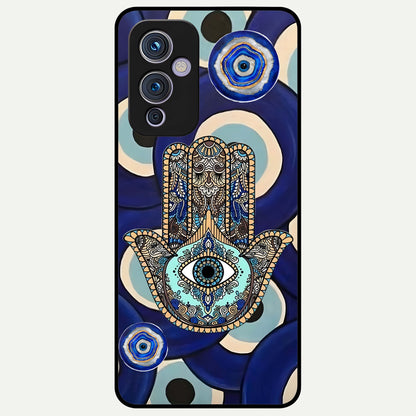  Hamsa Divine Guard Glass Case For OnePlus 9 back cover – full design glossy printed glass finish