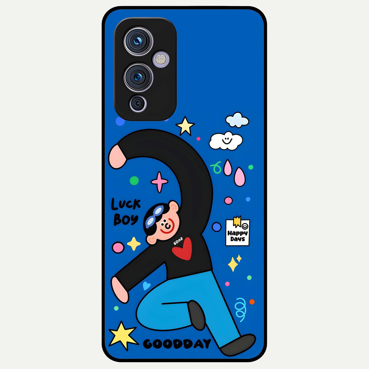  Happy Luck Vibe Glass Case For OnePlus 9 back cover – full design glossy printed glass finish