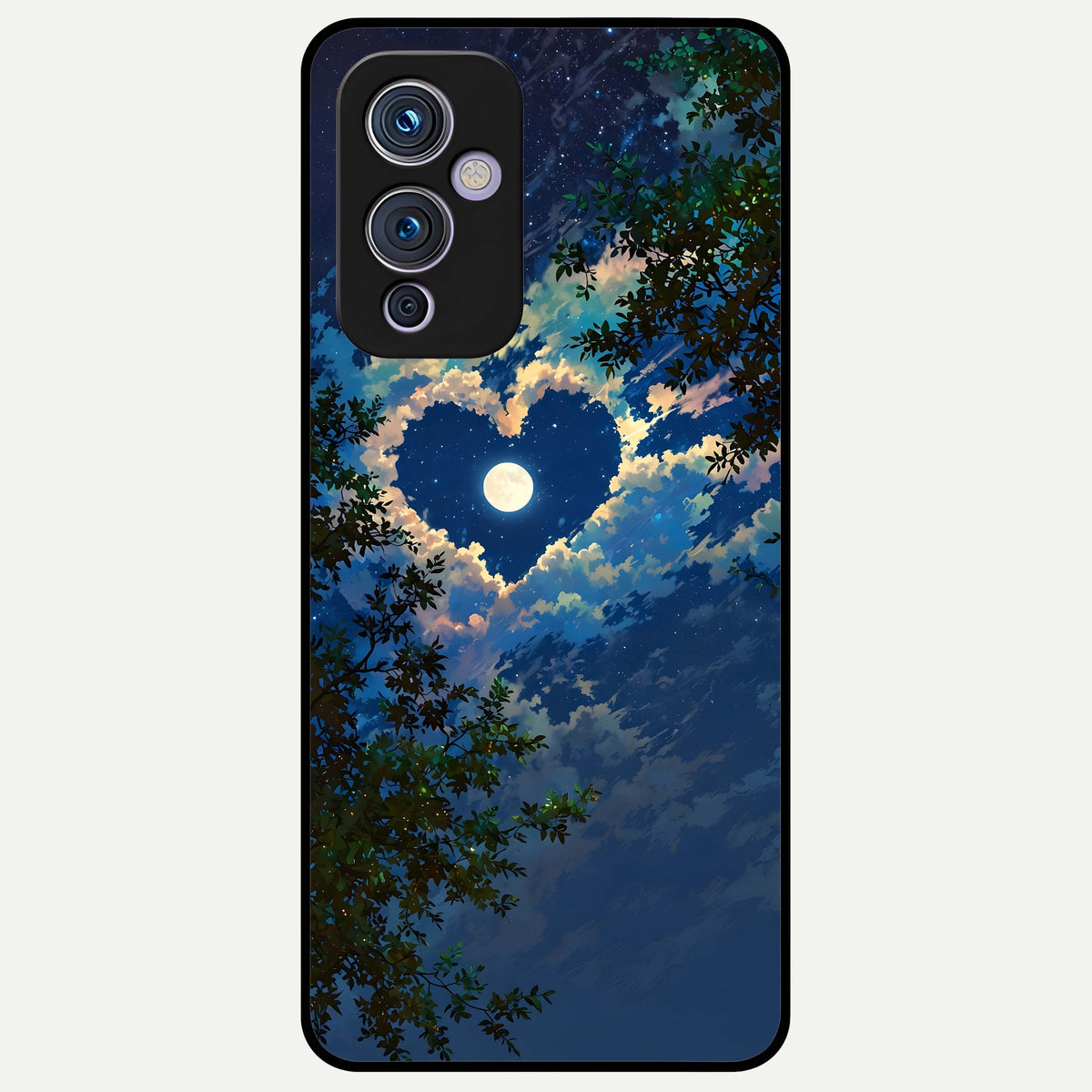  Heart With Moon Sky Glass Case For OnePlus 9 back cover – full design glossy printed glass finish