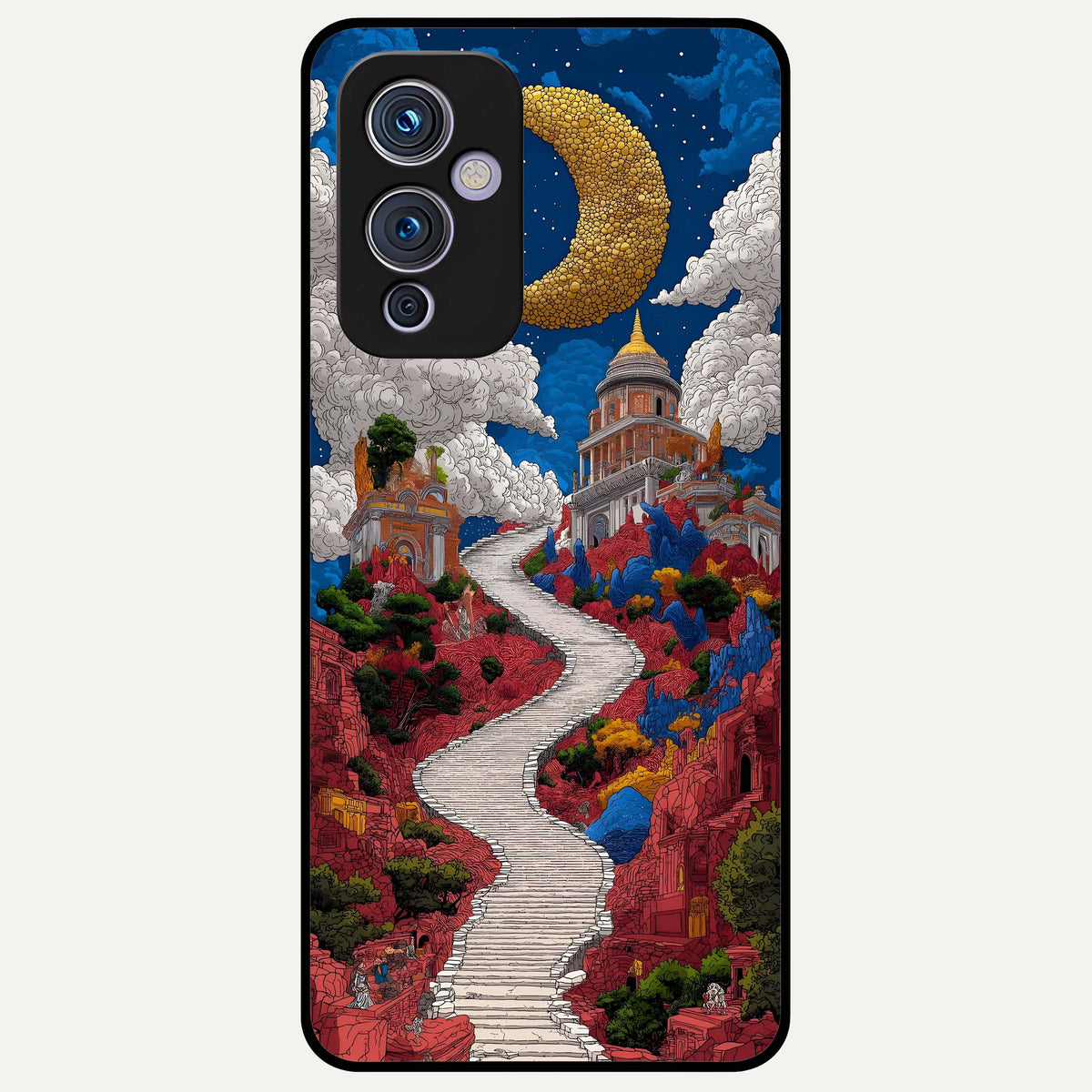  Heavenly Moon Path Glass Case For OnePlus 9 back cover – full design glossy printed glass finish