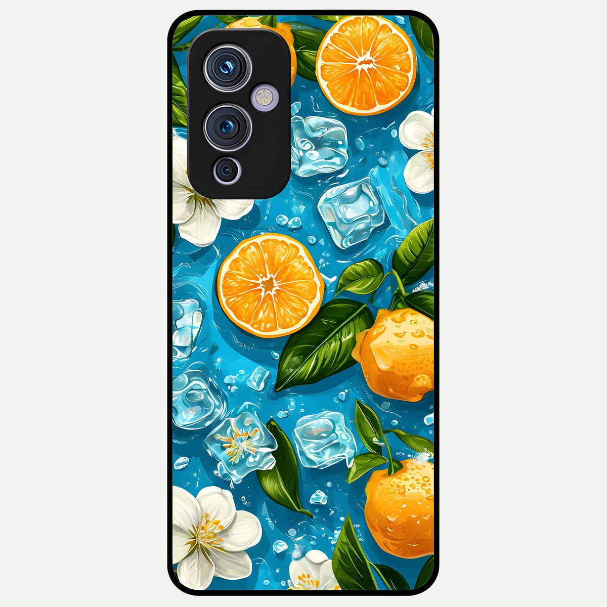  Ice Cube With Orange Glass Case For OnePlus 9 back cover – full design glossy printed glass finish