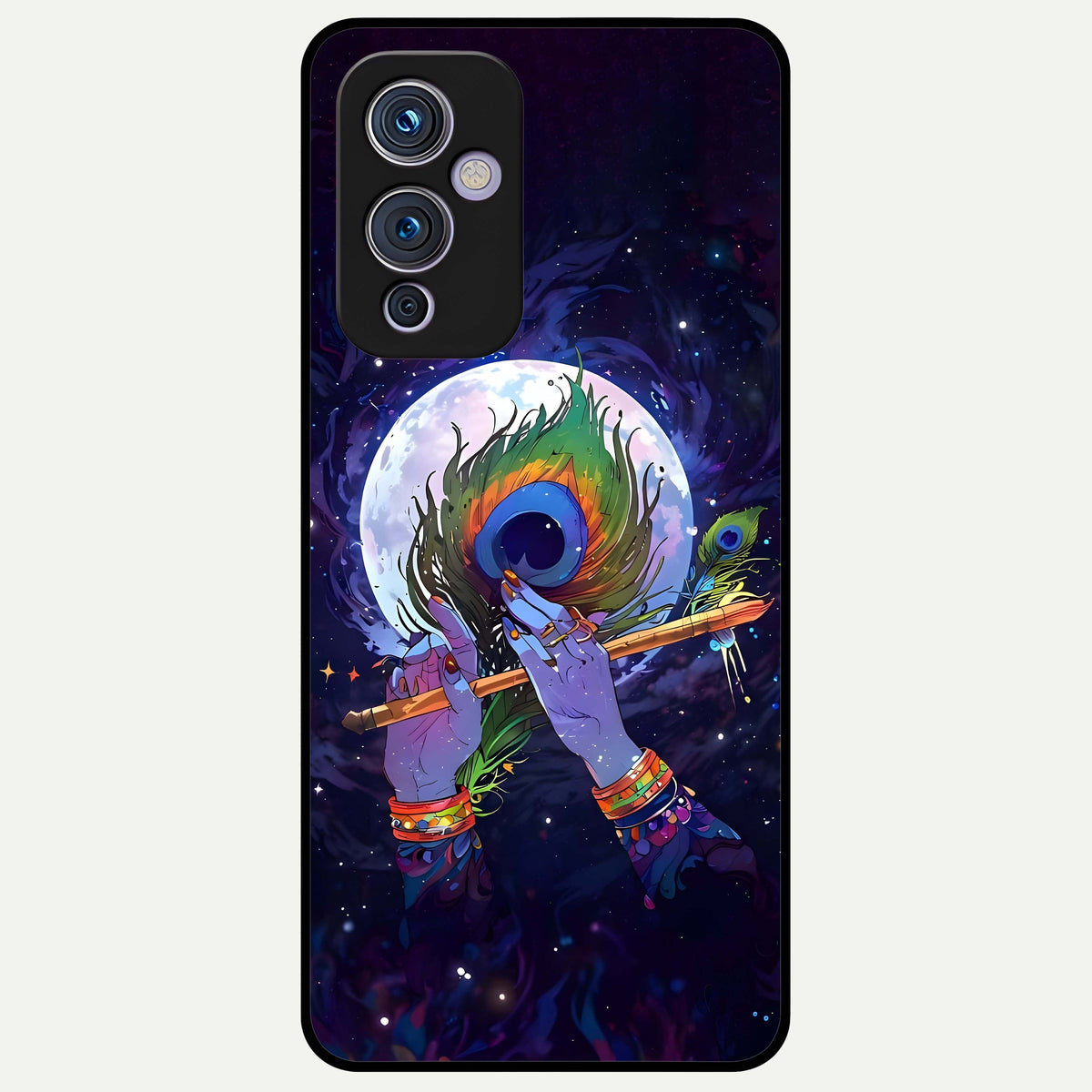  Krishna Hands Art Glass Case For OnePlus 9 back cover – full design glossy printed glass finish