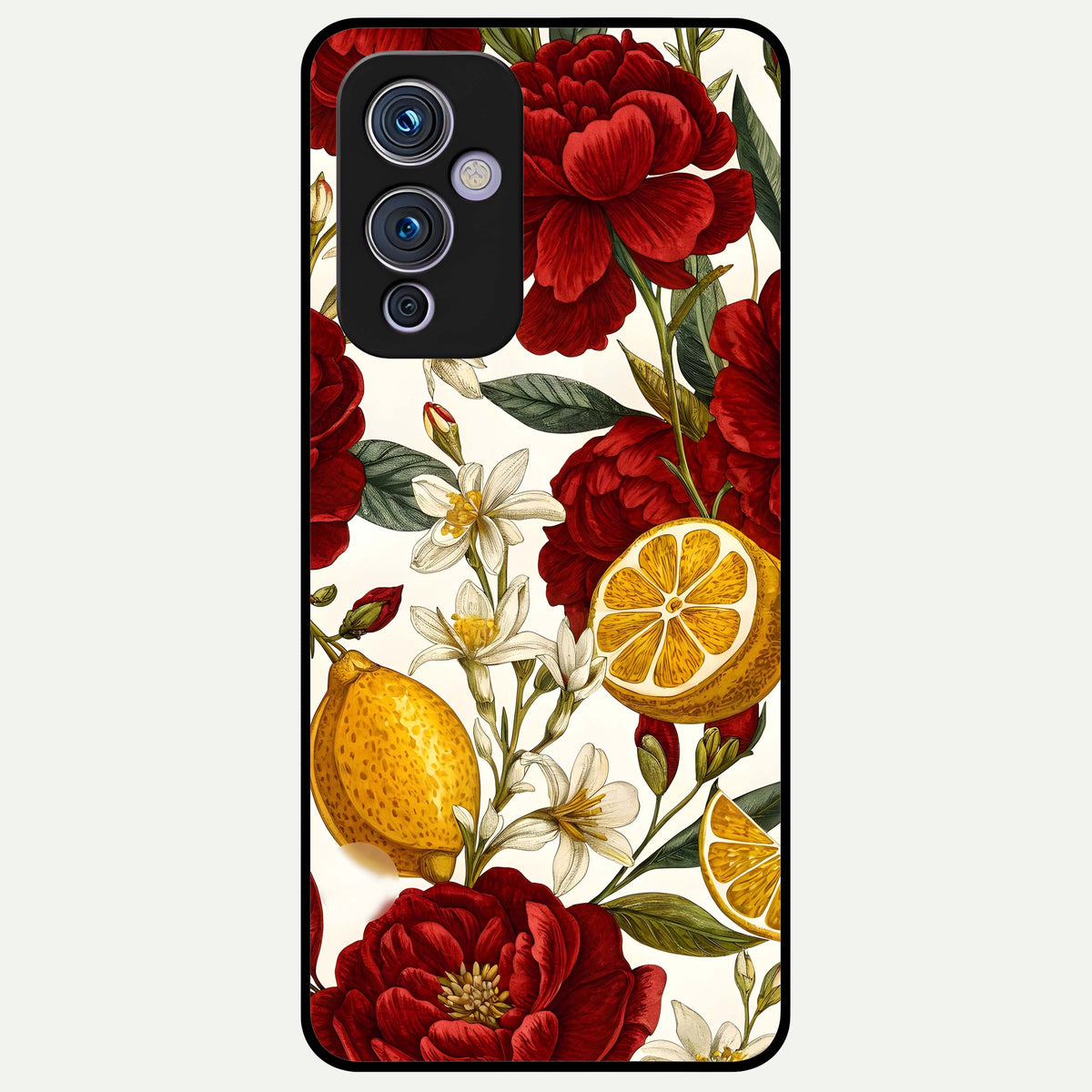  Lemon Rose Charm Glass Case For OnePlus 9 back cover – full design glossy printed glass finish