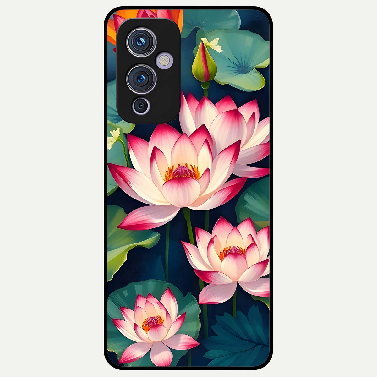  Lotus Dream Serenity Glass Case For OnePlus 9 back cover – full design glossy printed glass finish