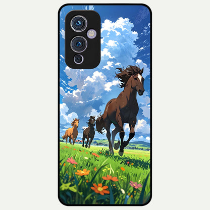  Majestic Horses Galloping Glass Case For OnePlus 9 back cover – full design glossy printed glass finish