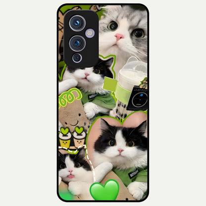  Matcha Cats Mood Glass Case For OnePlus 9 back cover – full design glossy printed glass finish