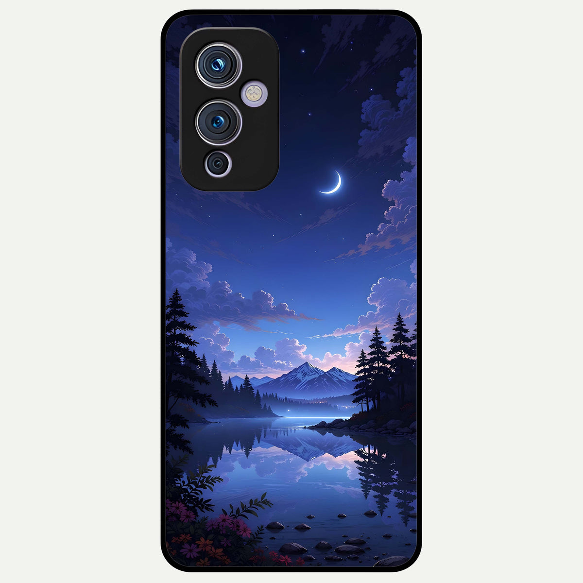  Midnight Lake Peace Glass Case For OnePlus 9 back cover – full design glossy printed glass finish