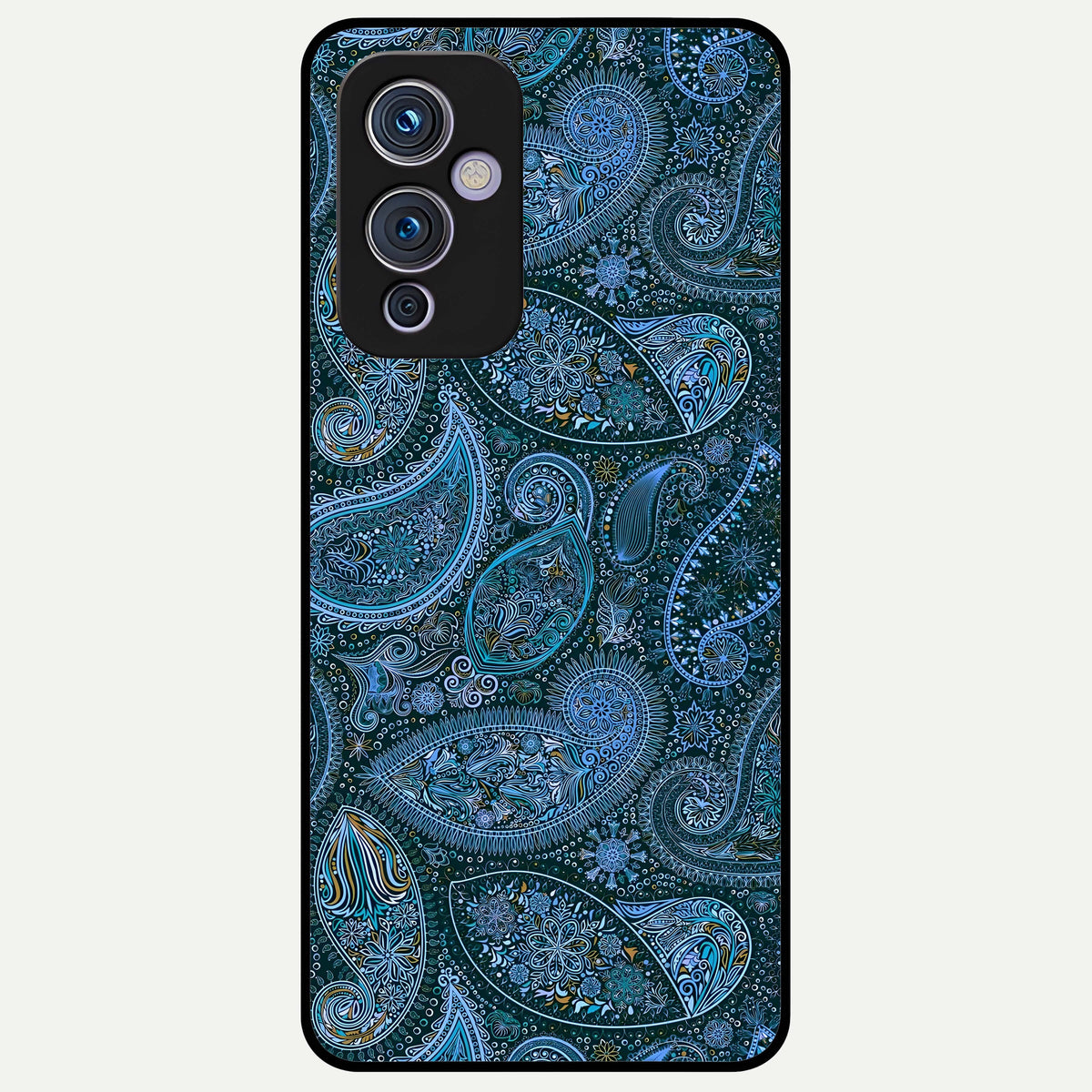  Midnight Paisley Glow Glass Case For OnePlus 9 back cover – full design glossy printed glass finish