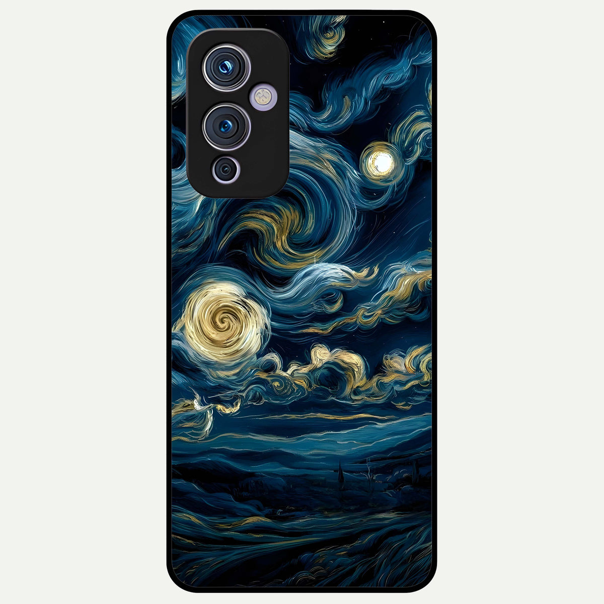  Midnight Sky Whirl Glass Case For OnePlus 9 back cover – full design glossy printed glass finish