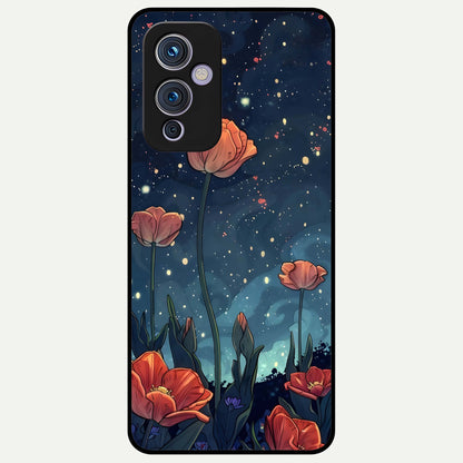  Midnight Tulip Glow Glass Case For OnePlus 9 back cover – full design glossy printed glass finish