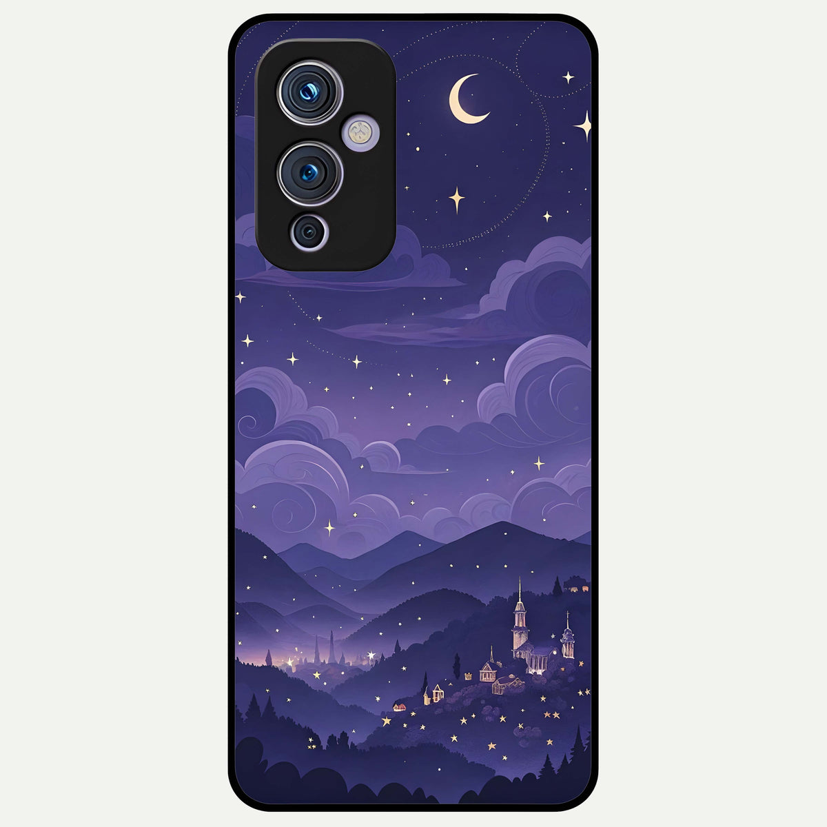  Minimal Night View Glass Case For OnePlus 9 back cover – full design glossy printed glass finish