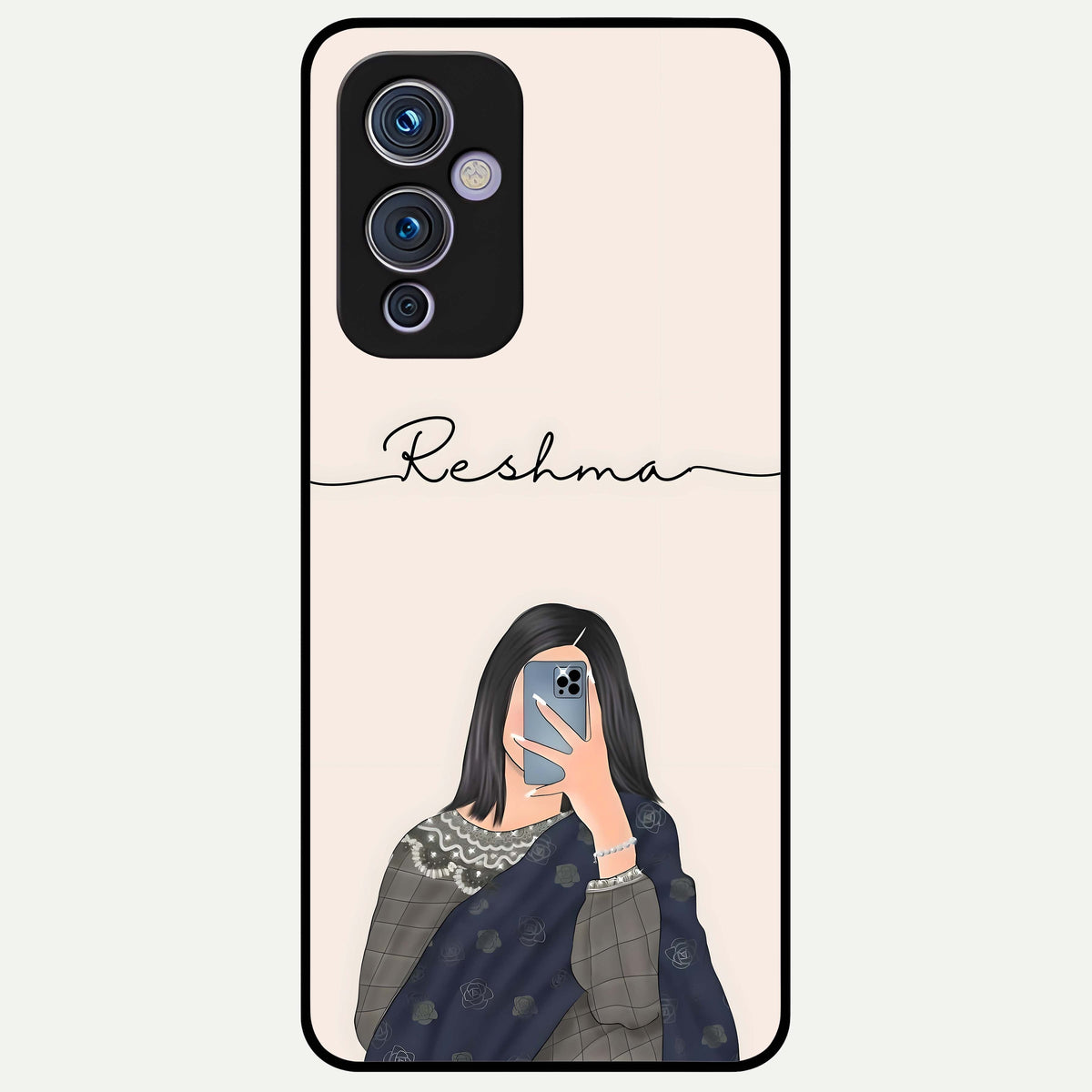  Mirror Mood Muse With Custom Name Glass Case For OnePlus 9 back cover – full design glossy printed glass finish