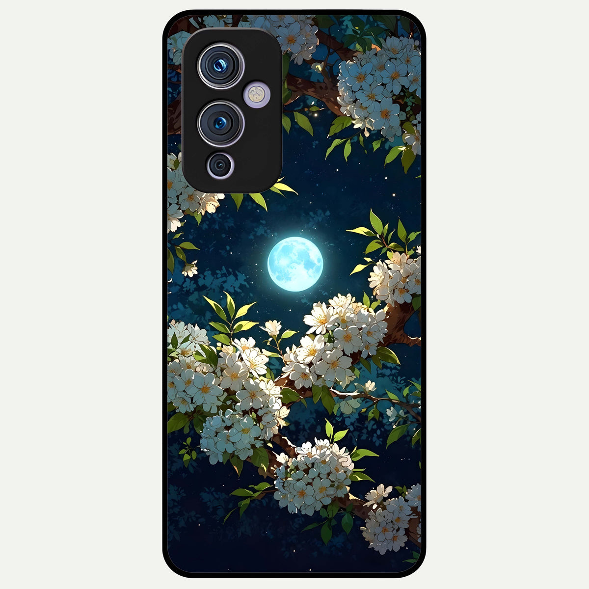  Moonlit Blossom Dream Glass Case For OnePlus 9 back cover – full design glossy printed glass finish