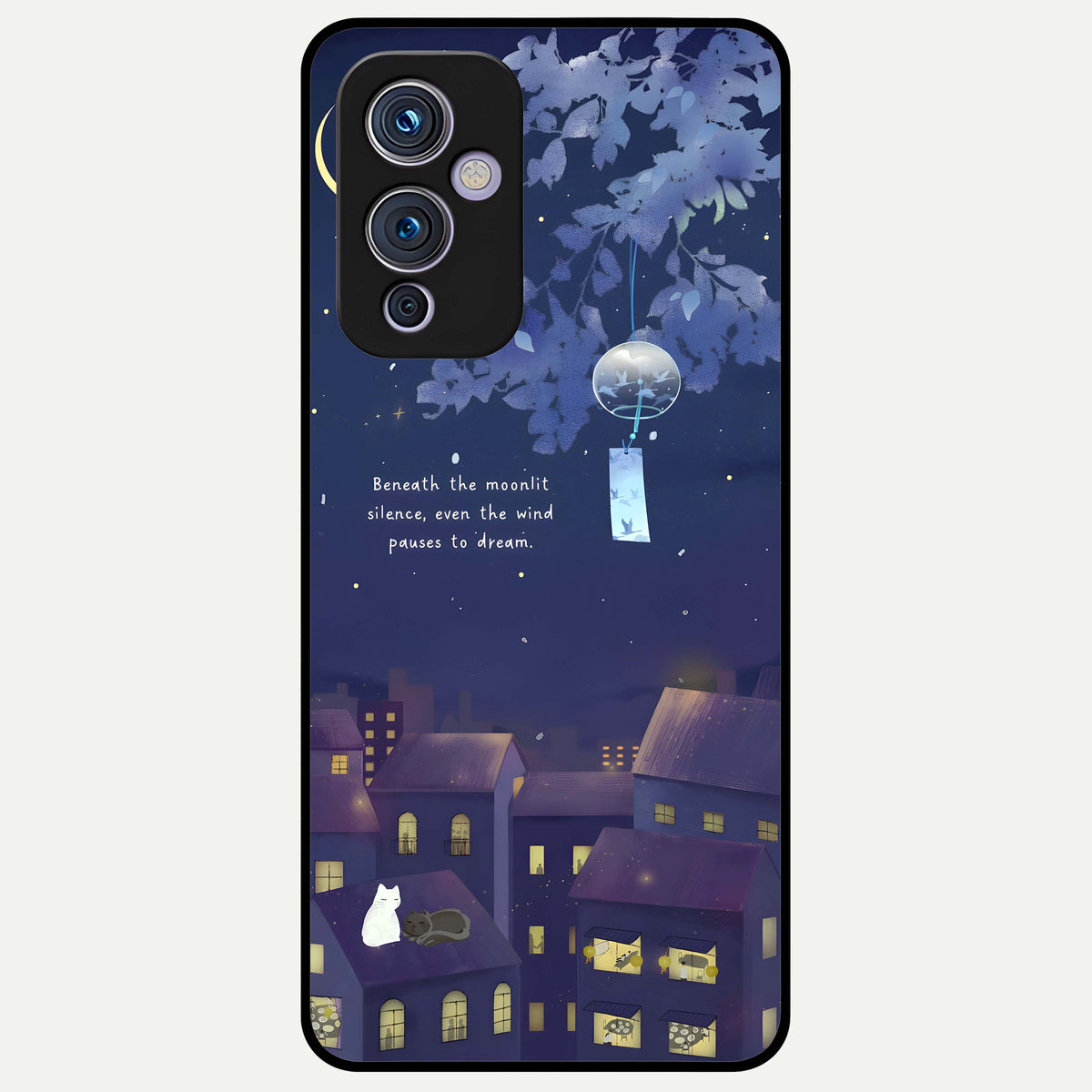  Moonlit Cat Silence Glass Case For OnePlus 9 back cover – full design glossy printed glass finish