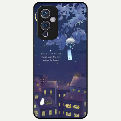  Moonlit Cat Silence Glass Case For OnePlus 9 back cover – full design glossy printed glass finish
