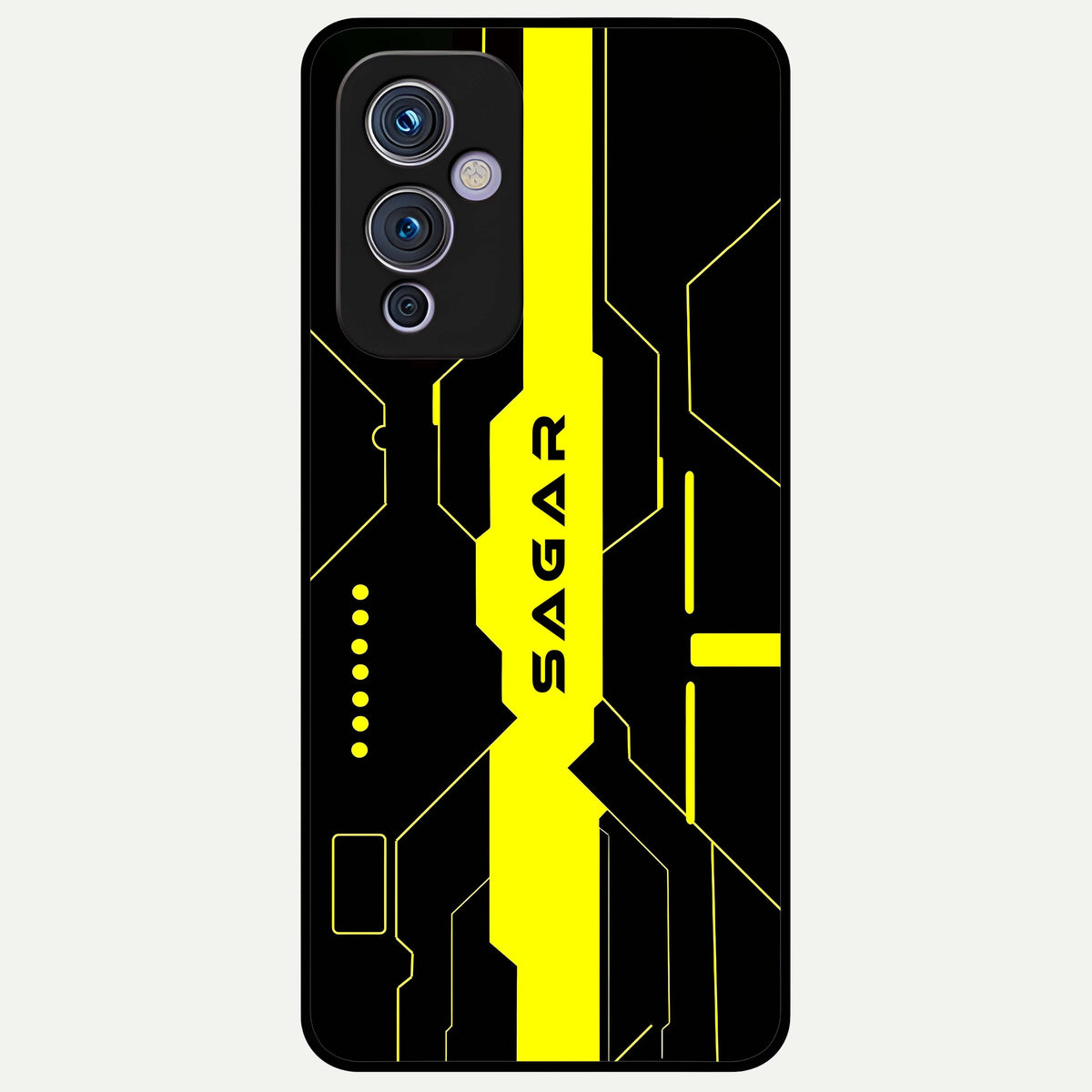  Neon CYBERPUNK Custom Name Glass Case For OnePlus 9 back cover – full design glossy printed glass finish