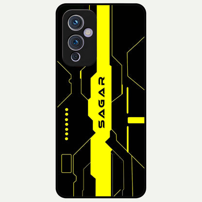  Neon CYBERPUNK Custom Name Glass Case For OnePlus 9 back cover – full design glossy printed glass finish