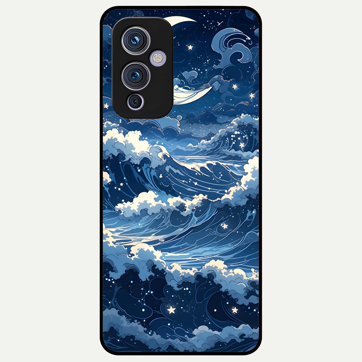  Ocean Moon Waves Glass Case For OnePlus 9 back cover – full design glossy printed glass finish