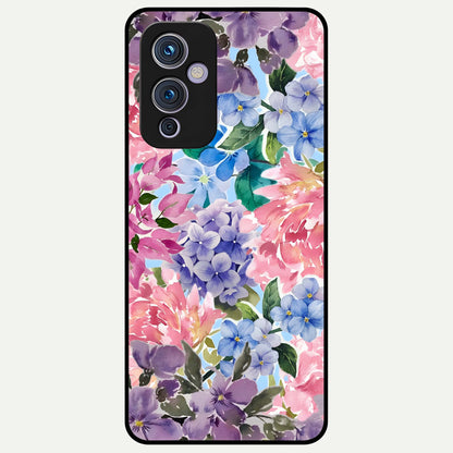  Pastel Floral Mix Glass Case For OnePlus 9 back cover – full design glossy printed glass finish