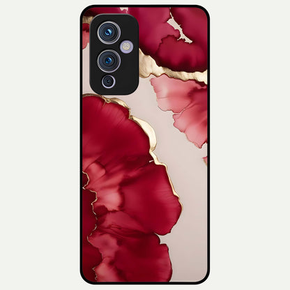  Pink And White Marble Glass Case For OnePlus 9 back cover – full design glossy printed glass finish