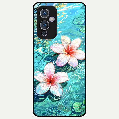  Pink Flowers in Water Glass Case For OnePlus 9 back cover – full design glossy printed glass finish