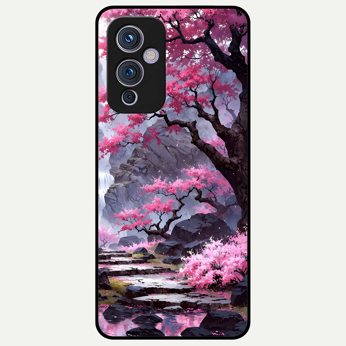  Pink Sunflower Glow Glass Case For OnePlus 9 back cover – full design glossy printed glass finish