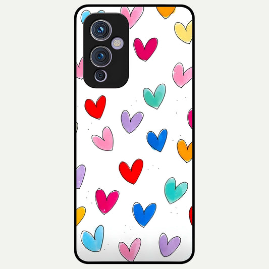  Playful Love Doodles Glass Case For OnePlus 9 back cover – full design glossy printed glass finish