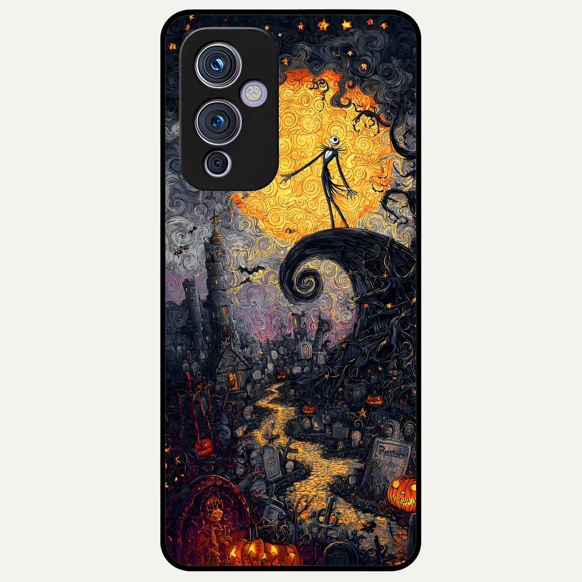  Pumpkin Moonlight Tale Glass Case For OnePlus 9 back cover – full design glossy printed glass finish