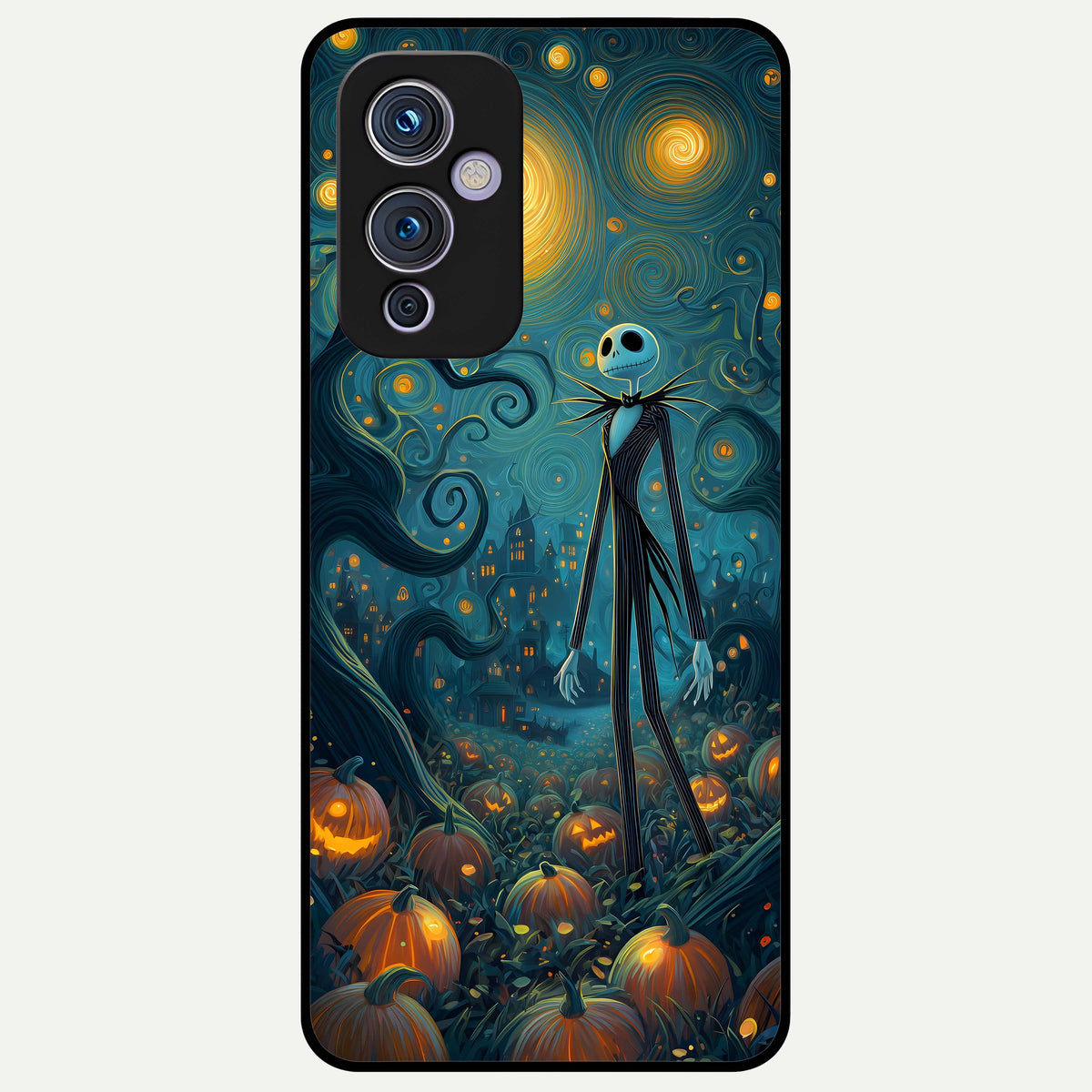  Pumpkin Moon Night Glass Case For OnePlus 9 back cover – full design glossy printed glass finish