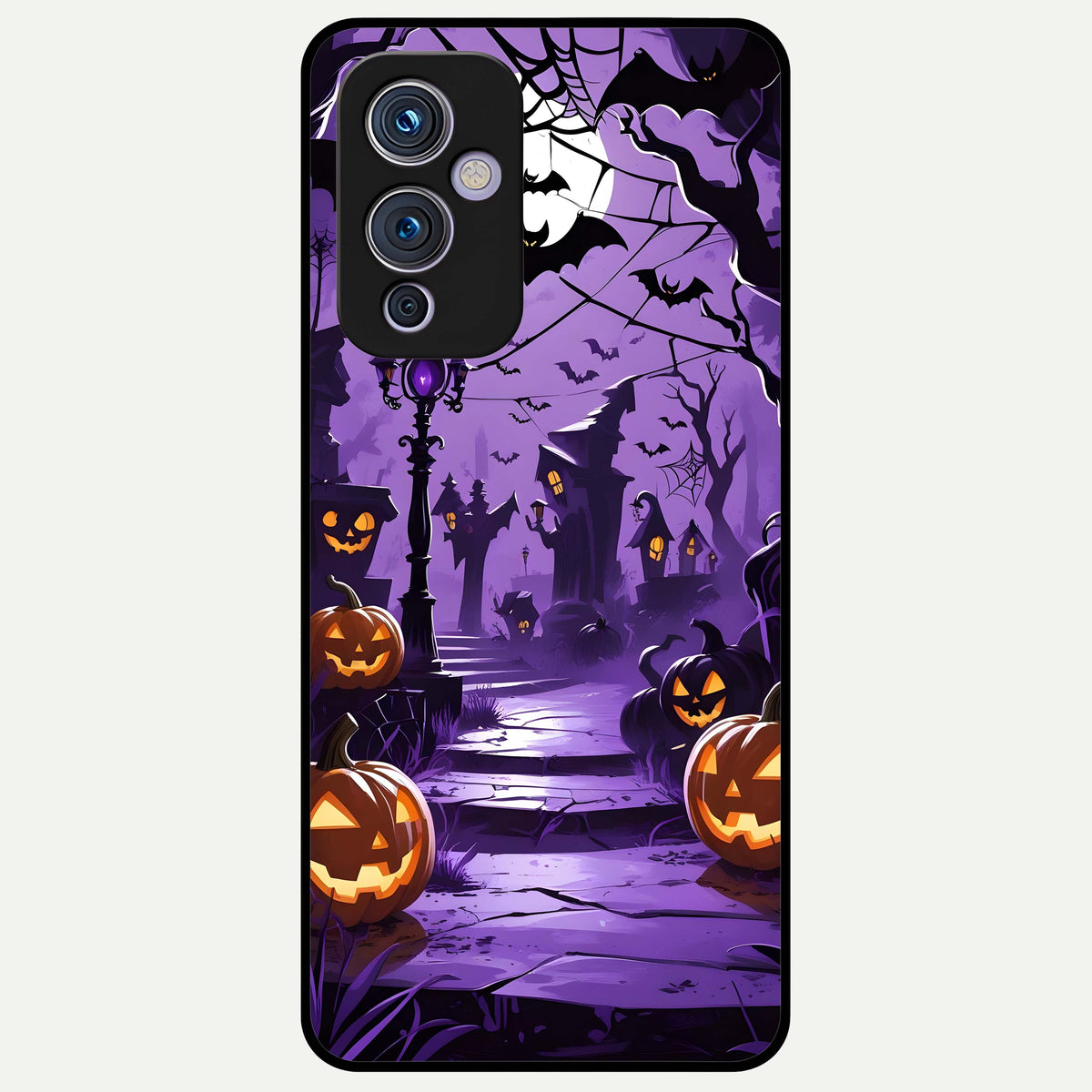  Pumpkin Patch Halloween Glass Case For OnePlus 9 back cover – full design glossy printed glass finish