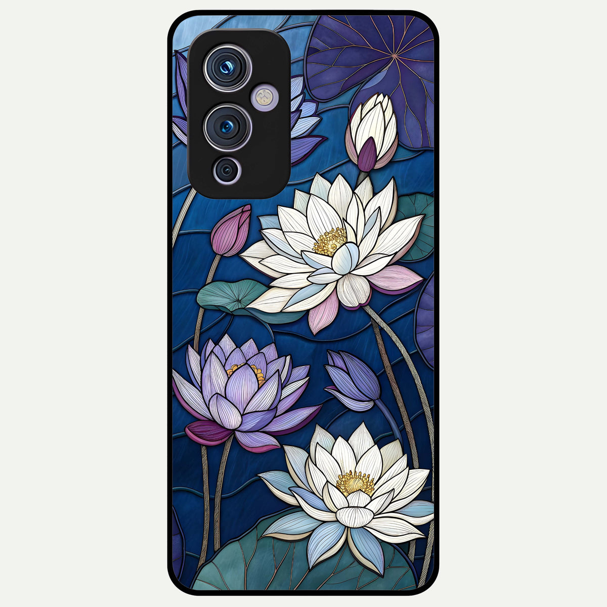  Purple Lotus Stained Glass Case For OnePlus 9 back cover – full design glossy printed glass finish