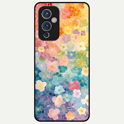  Rainbow Blossom Burst Glass Case For OnePlus 9 back cover – full design glossy printed glass finish