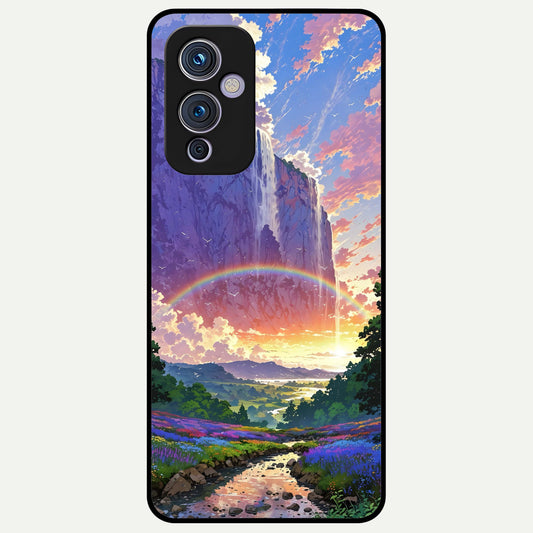  Rainbow Valley Dream Glass Case For OnePlus 9 back cover – full design glossy printed glass finish