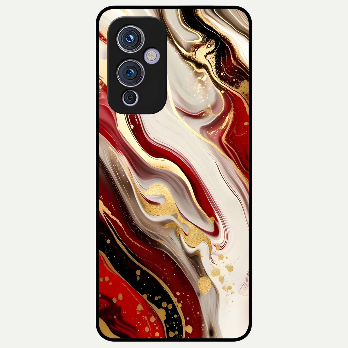  Red And White Marble Glass Case For OnePlus 9 back cover – full design glossy printed glass finish